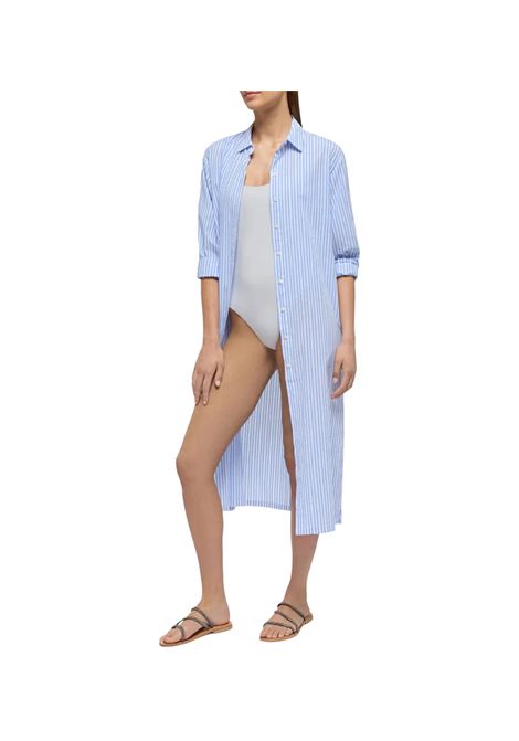 Camicia Mc2 Saint Barth Adeline donna ADELINE03040H Fantasia vestito stampa righe bianche blu MC2 SAINT BARTH | Camicie | ADELINE03040H31